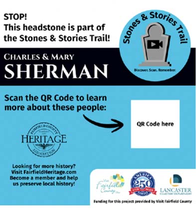 Example sign for the Stones and Stories Trail with QR code